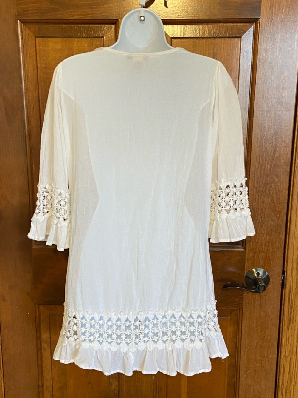 Cute Options BOHO Cotton Beach Cover up Dress Blouse Crochet Lace Size Medium - Picture 7 of 11